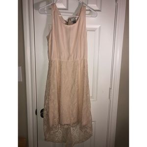 Pinky Beige or Nude Lace Dress - Size: Small